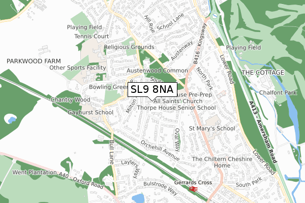 SL9 8NA map - small scale - OS Open Zoomstack (Ordnance Survey)