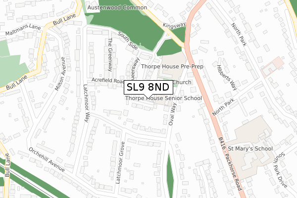 SL9 8ND map - large scale - OS Open Zoomstack (Ordnance Survey)