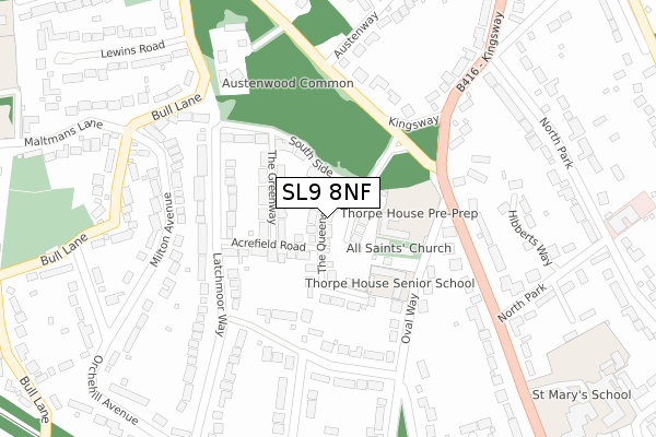 SL9 8NF map - large scale - OS Open Zoomstack (Ordnance Survey)