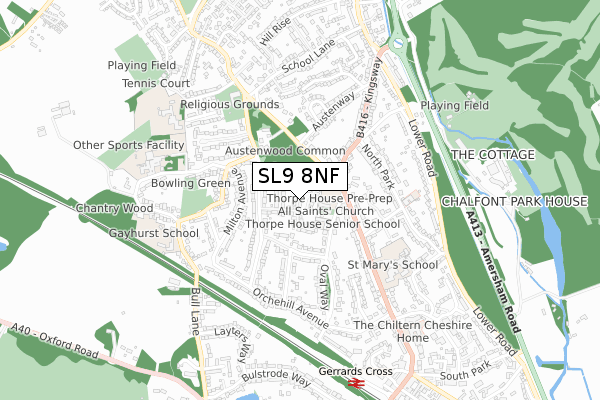 SL9 8NF map - small scale - OS Open Zoomstack (Ordnance Survey)