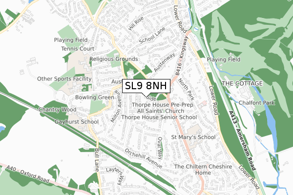 SL9 8NH map - small scale - OS Open Zoomstack (Ordnance Survey)