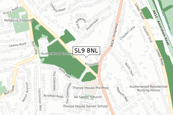 SL9 8NL map - large scale - OS Open Zoomstack (Ordnance Survey)