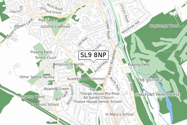 SL9 8NP map - small scale - OS Open Zoomstack (Ordnance Survey)
