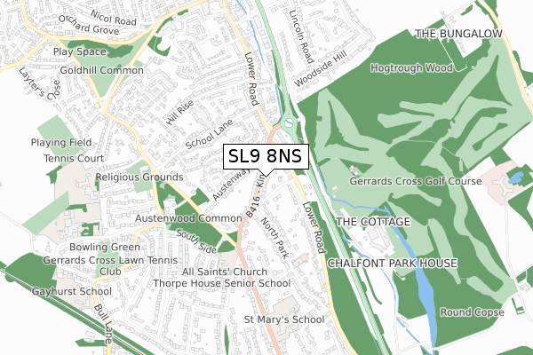 SL9 8NS map - small scale - OS Open Zoomstack (Ordnance Survey)