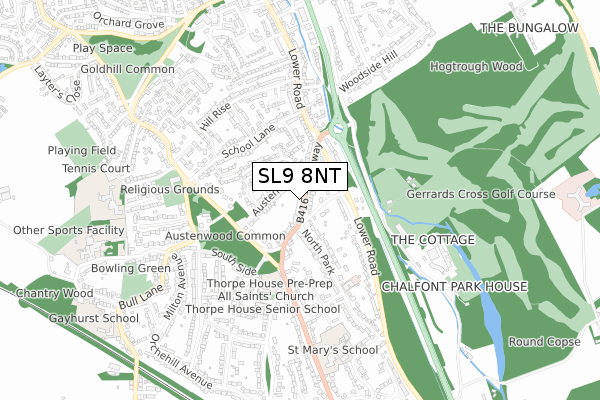 SL9 8NT map - small scale - OS Open Zoomstack (Ordnance Survey)