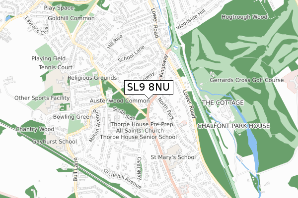 SL9 8NU map - small scale - OS Open Zoomstack (Ordnance Survey)