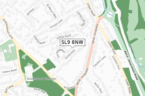 SL9 8NW map - large scale - OS Open Zoomstack (Ordnance Survey)