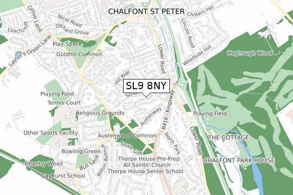 SL9 8NY map - small scale - OS Open Zoomstack (Ordnance Survey)