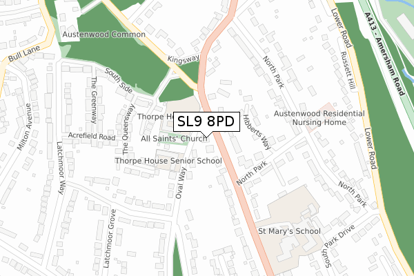 SL9 8PD map - large scale - OS Open Zoomstack (Ordnance Survey)