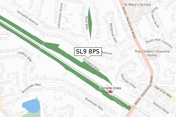 SL9 8PS map - large scale - OS Open Zoomstack (Ordnance Survey)