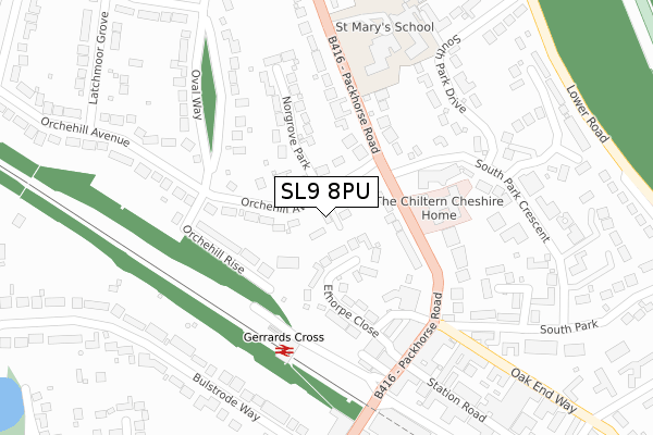 SL9 8PU map - large scale - OS Open Zoomstack (Ordnance Survey)