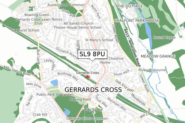 SL9 8PU map - small scale - OS Open Zoomstack (Ordnance Survey)