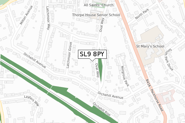 SL9 8PY map - large scale - OS Open Zoomstack (Ordnance Survey)