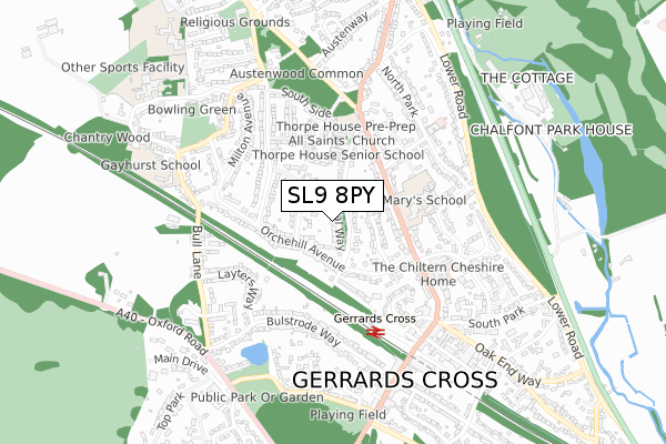 SL9 8PY map - small scale - OS Open Zoomstack (Ordnance Survey)