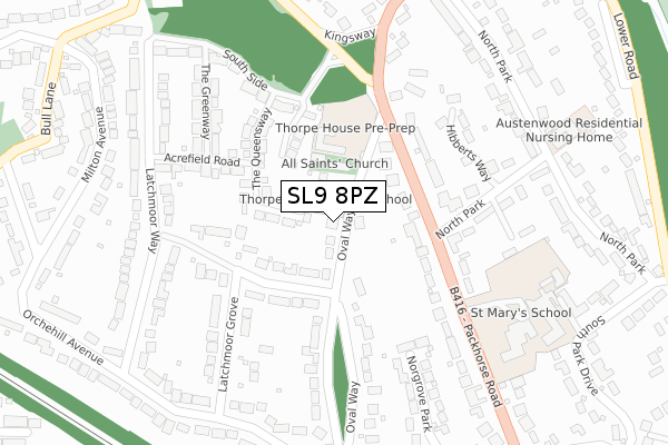 SL9 8PZ map - large scale - OS Open Zoomstack (Ordnance Survey)