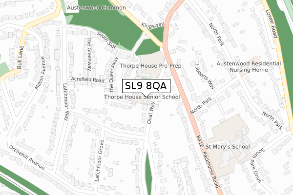 SL9 8QA map - large scale - OS Open Zoomstack (Ordnance Survey)