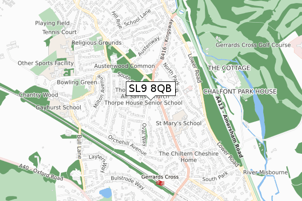 SL9 8QB map - small scale - OS Open Zoomstack (Ordnance Survey)