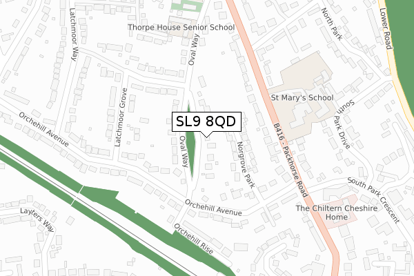 SL9 8QD map - large scale - OS Open Zoomstack (Ordnance Survey)