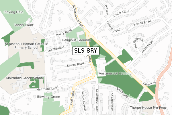 SL9 8RY map - large scale - OS Open Zoomstack (Ordnance Survey)