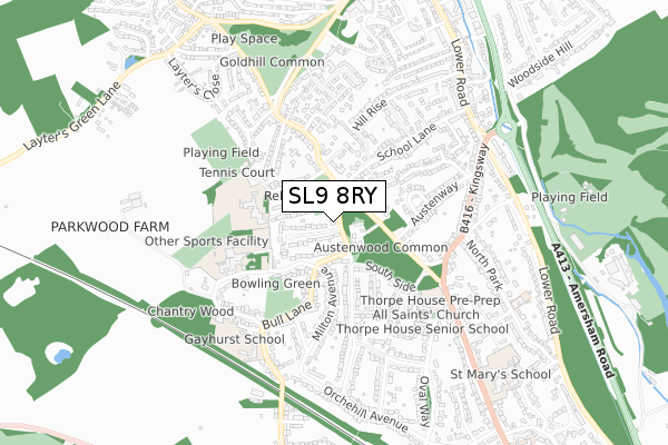 SL9 8RY map - small scale - OS Open Zoomstack (Ordnance Survey)