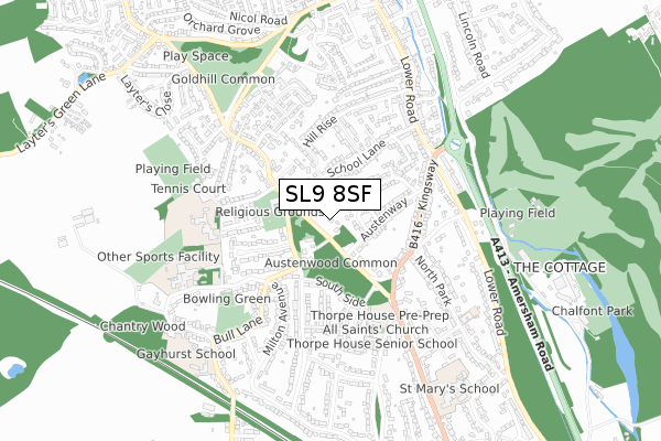 SL9 8SF map - small scale - OS Open Zoomstack (Ordnance Survey) SL9 8SF map - small scale - OS Open Zoomstack (Ordnance Survey)