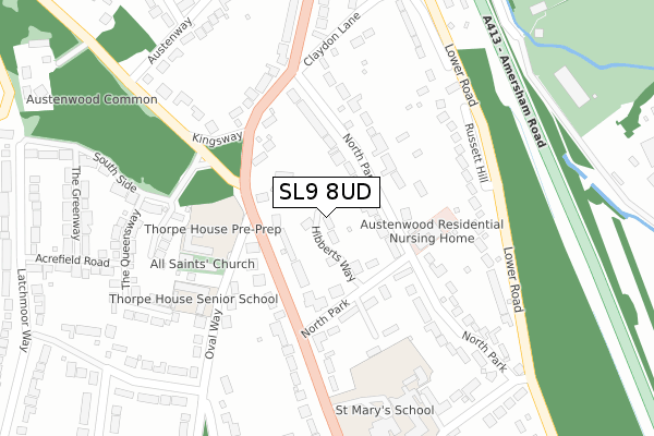 SL9 8UD map - large scale - OS Open Zoomstack (Ordnance Survey)