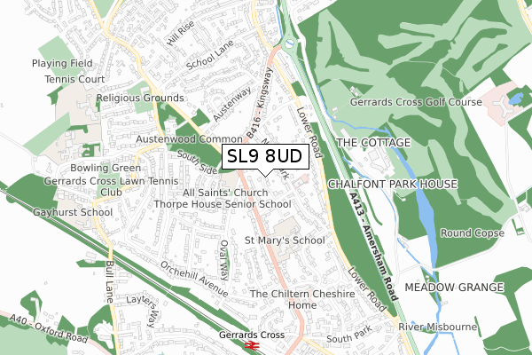 SL9 8UD map - small scale - OS Open Zoomstack (Ordnance Survey)