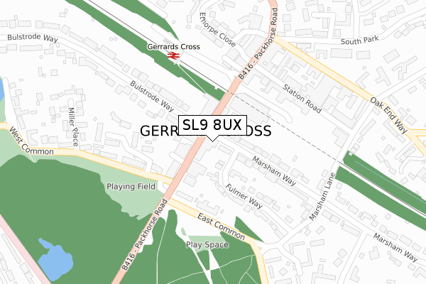 SL9 8UX map - large scale - OS Open Zoomstack (Ordnance Survey)