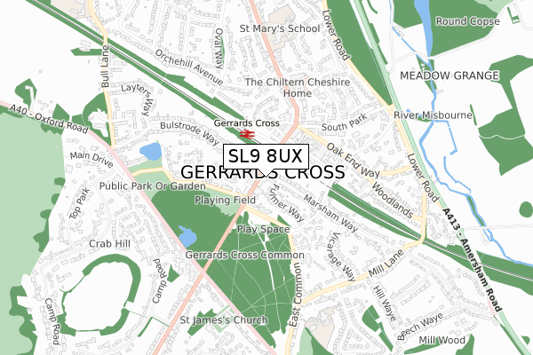 SL9 8UX map - small scale - OS Open Zoomstack (Ordnance Survey)