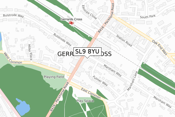 SL9 8YU map - large scale - OS Open Zoomstack (Ordnance Survey)