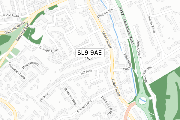 SL9 9AE map - large scale - OS Open Zoomstack (Ordnance Survey)