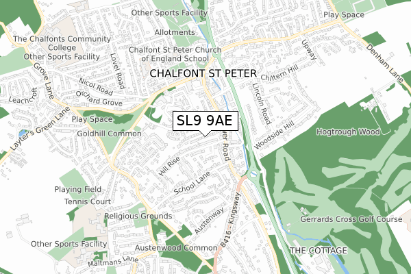 SL9 9AE map - small scale - OS Open Zoomstack (Ordnance Survey)