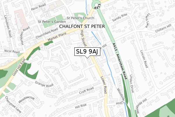 SL9 9AJ map - large scale - OS Open Zoomstack (Ordnance Survey)