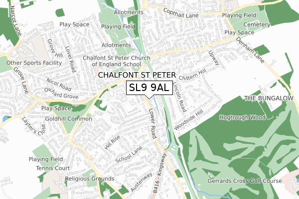 SL9 9AL map - small scale - OS Open Zoomstack (Ordnance Survey)