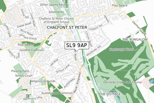 SL9 9AP map - small scale - OS Open Zoomstack (Ordnance Survey)