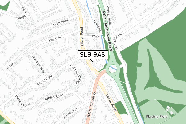 SL9 9AS map - large scale - OS Open Zoomstack (Ordnance Survey)