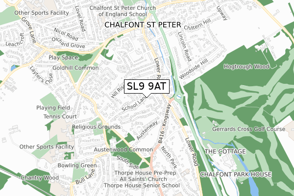 SL9 9AT map - small scale - OS Open Zoomstack (Ordnance Survey)