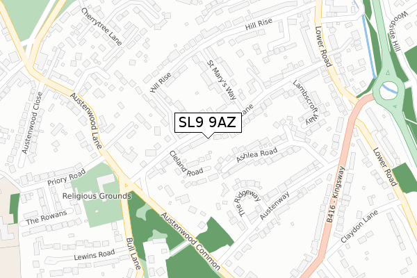 SL9 9AZ map - large scale - OS Open Zoomstack (Ordnance Survey)