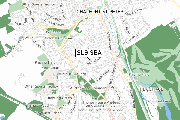 SL9 9BA map - small scale - OS Open Zoomstack (Ordnance Survey)