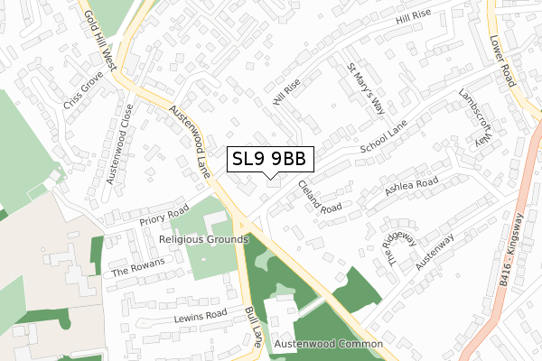 SL9 9BB map - large scale - OS Open Zoomstack (Ordnance Survey)