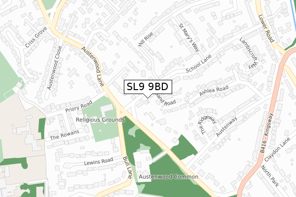 SL9 9BD map - large scale - OS Open Zoomstack (Ordnance Survey)