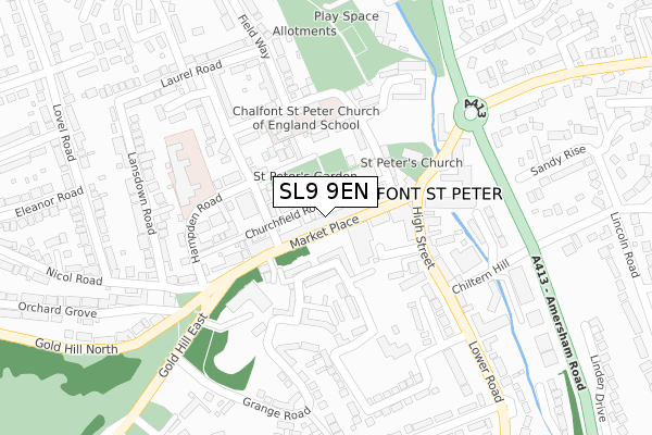 SL9 9EN map - large scale - OS Open Zoomstack (Ordnance Survey)