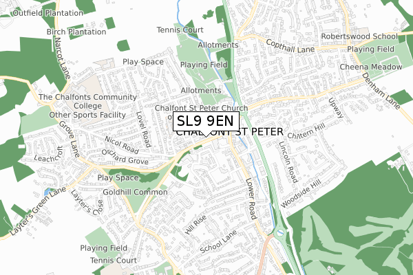 SL9 9EN map - small scale - OS Open Zoomstack (Ordnance Survey)