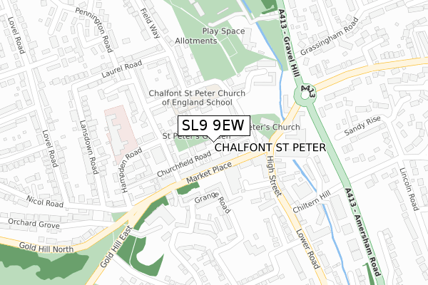 SL9 9EW map - large scale - OS Open Zoomstack (Ordnance Survey)