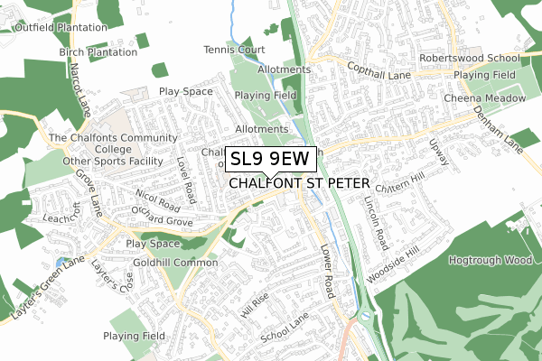 SL9 9EW map - small scale - OS Open Zoomstack (Ordnance Survey)