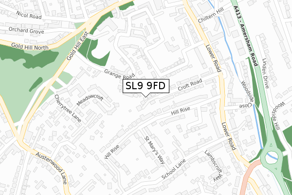 SL9 9FD map - large scale - OS Open Zoomstack (Ordnance Survey)