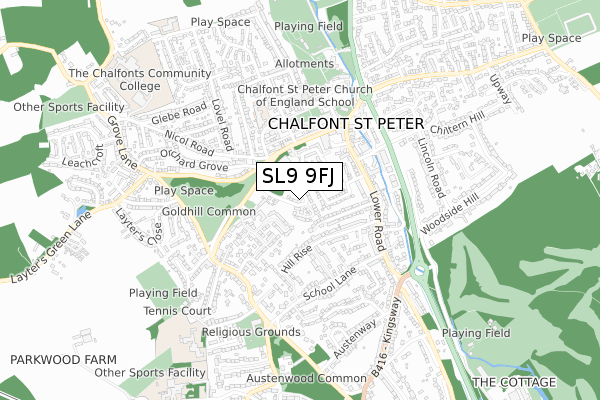 SL9 9FJ map - small scale - OS Open Zoomstack (Ordnance Survey)