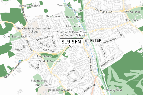 SL9 9FN map - small scale - OS Open Zoomstack (Ordnance Survey)