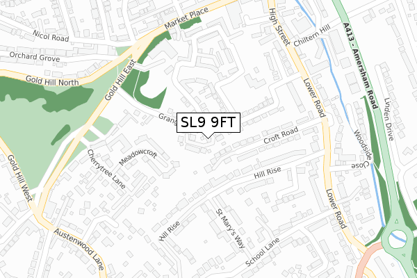 SL9 9FT map - large scale - OS Open Zoomstack (Ordnance Survey)