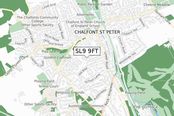 SL9 9FT map - small scale - OS Open Zoomstack (Ordnance Survey)